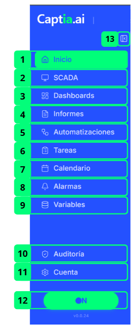 Menú de Navegación Principal – Captia.ai
